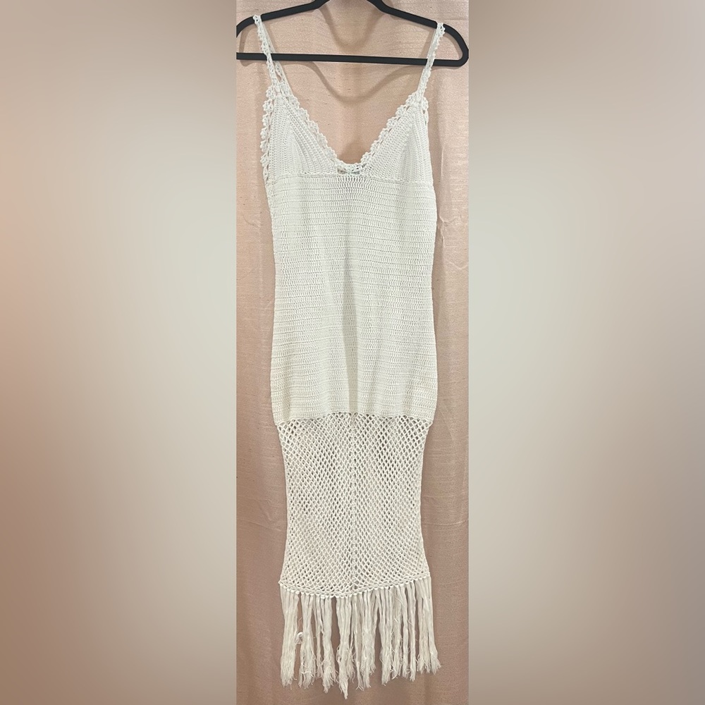 Elegant Cream Crochet Dress